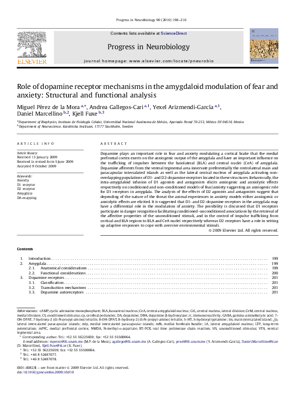 (PDF) Role of dopamine receptor mechanisms in the amygdaloid modulation ...
