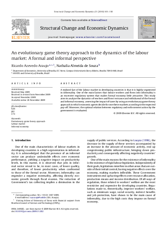 (PDF) An evolutionary game theory approach to the dynamics of the ...