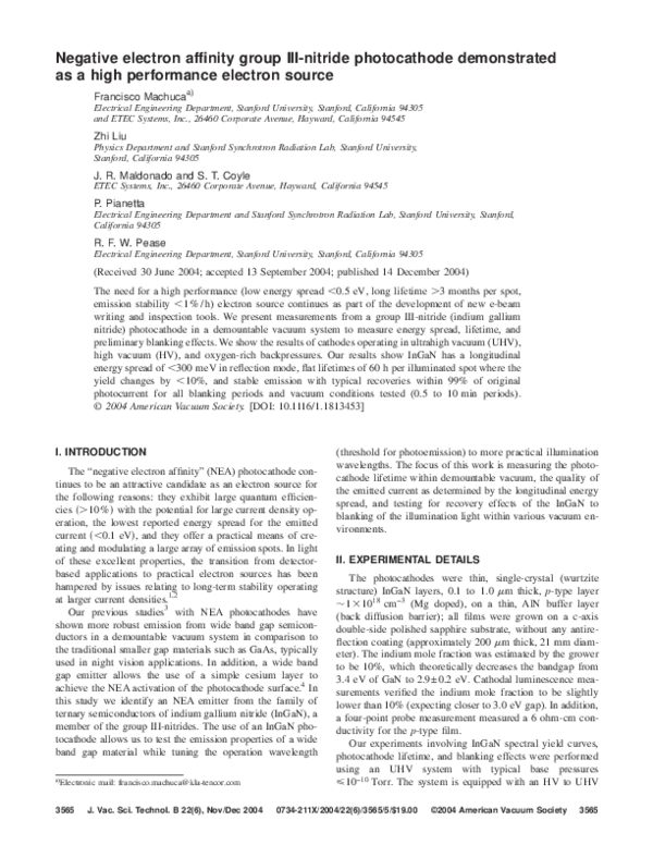 (PDF) Negative electron affinity group III-nitride photocathode ...