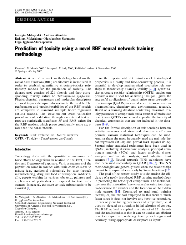 (PDF) Prediction of toxicity using a novel RBF neural network training ...