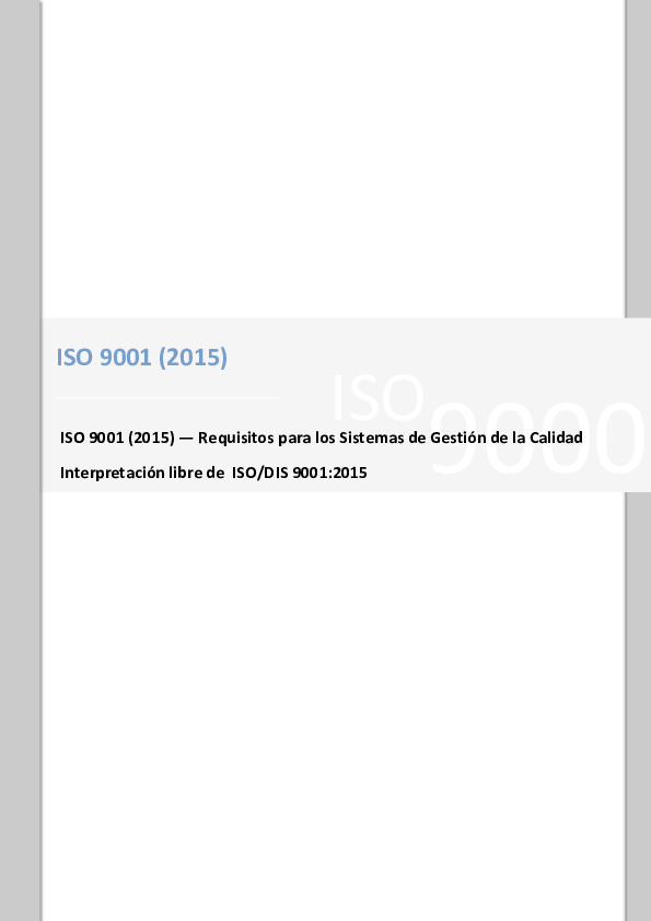 (PDF) ISO 9001 (2015) ISO 9001 (2015) — Requisitos para los Sistemas de ...