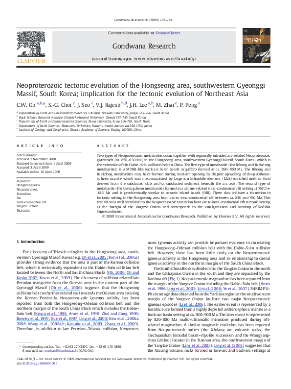 (PDF) Neoproterozoic tectonic evolution of the Hongseong area ...