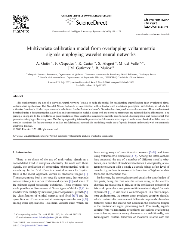 (PDF) Multivariate calibration model from overlapping voltammetric ...