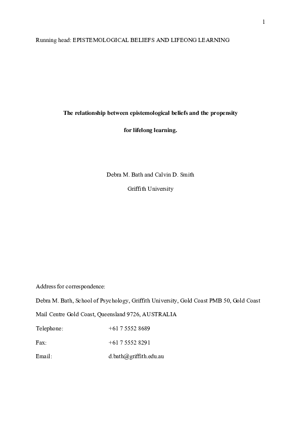 (PDF) The relationship between epistemological beliefs and the ...