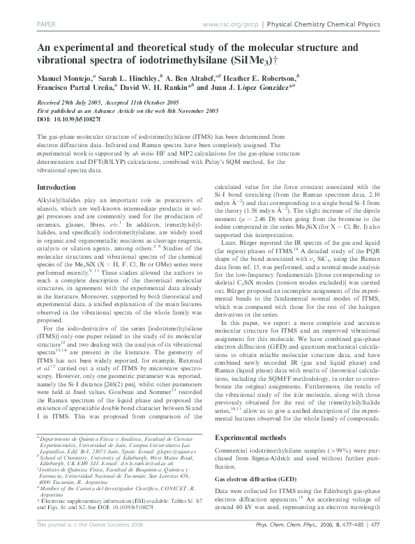 (PDF) An experimental and theoretical study of the molecular structure ...