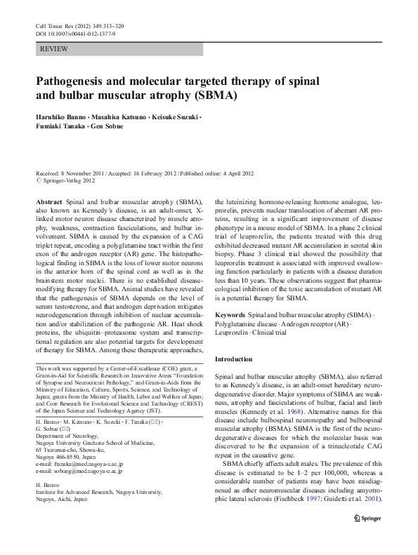 (PDF) Pathogenesis and molecular targeted therapy of spinal and bulbar ...