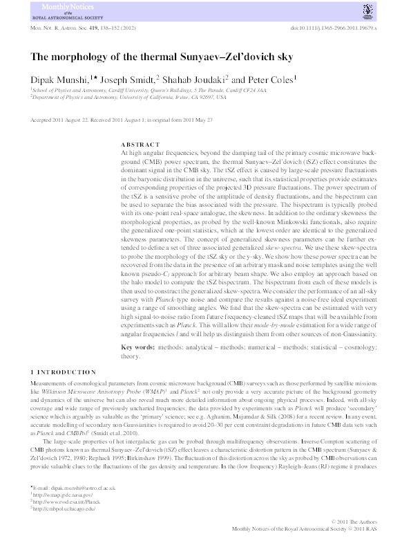 (PDF) The morphology of the thermal Sunyaev-Zel'dovich sky