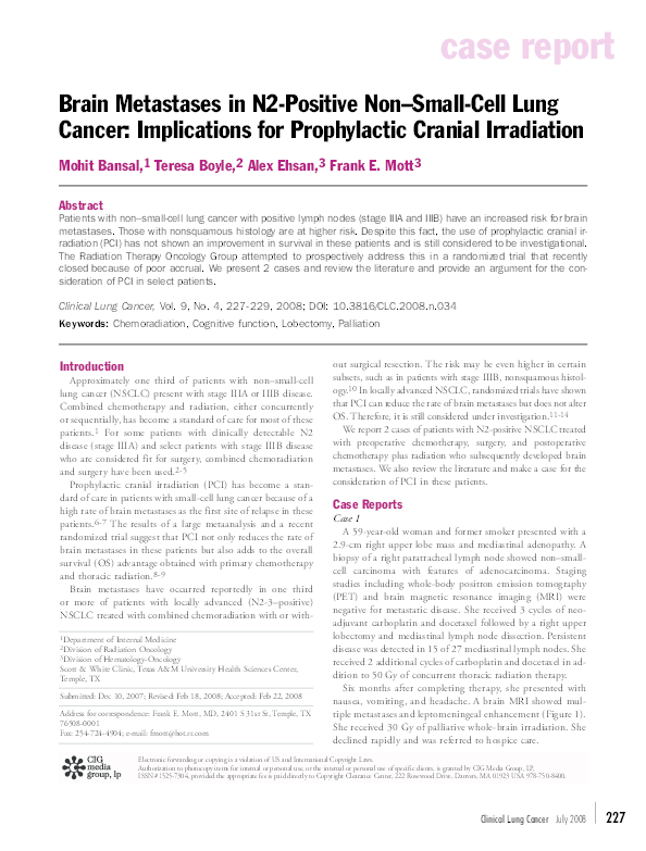 (PDF) Brain Metastases in N2Positive Non–Small-Cell Lung Cancer ...