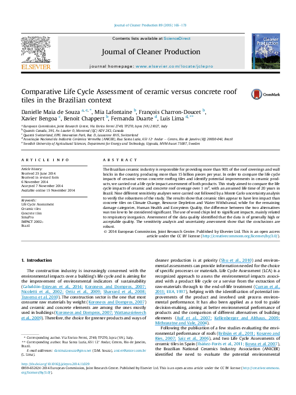 (PDF) Comparative Life Cycle Assessment of ceramic versus concrete roof ...