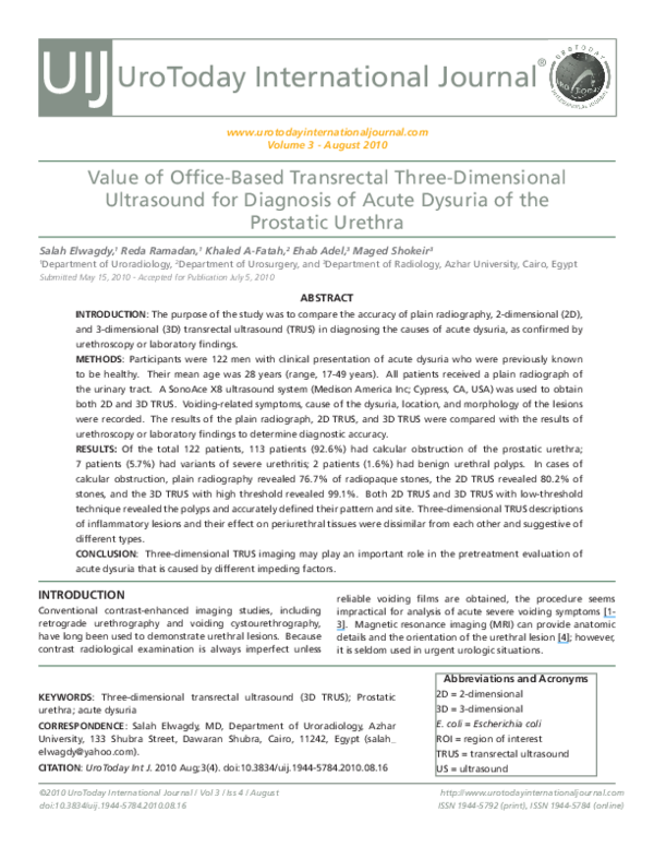(PDF) Value of Office-Based Transrectal Three-Dimensional Ultrasound ...
