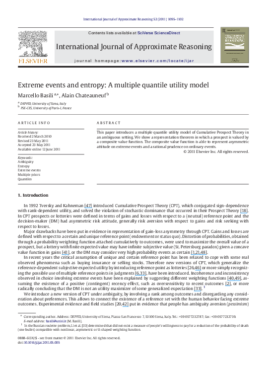 (PDF) Extreme events and entropy: A multiple quantile utility model