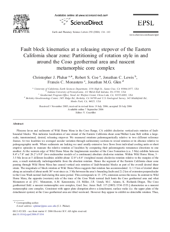 (PDF) Fault block kinematics at a releasing stepover of the Eastern ...
