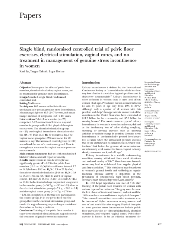 (PDF) Single blind, randomised controlled trial of pelvic floor ...