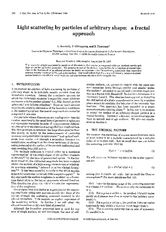 (PDF) Light scattering by particles of arbitrary shape: a fractal approach