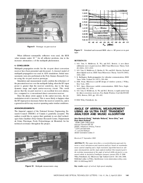(PDF) Angle of arrival measurement using an ultra fast transient ...