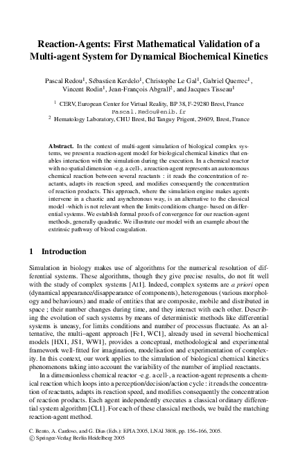 (PDF) Reaction-Agents: First Mathematical Validation of a Multi-agent ...