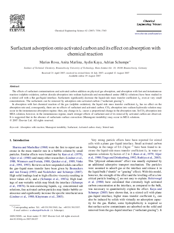 (PDF) Surfactant adsorption onto activated carbon and its effect on ...