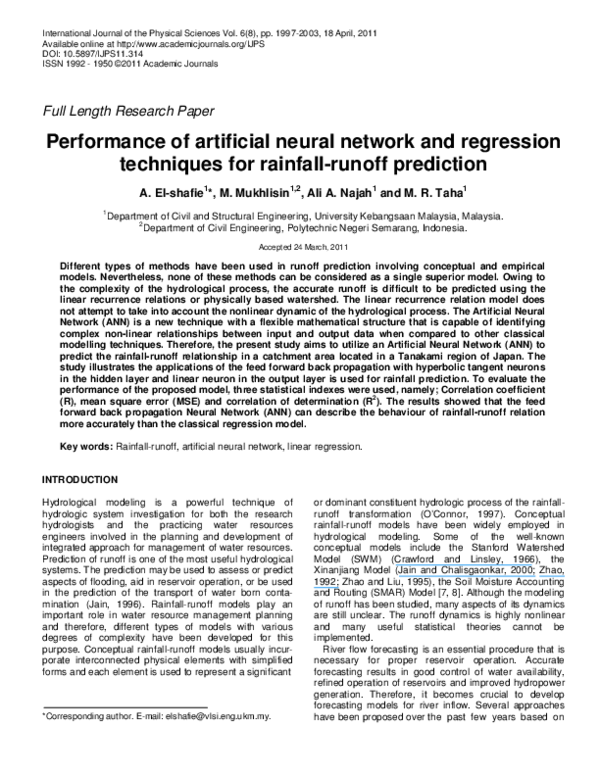 (PDF) Performance of artificial neural network and regression ...