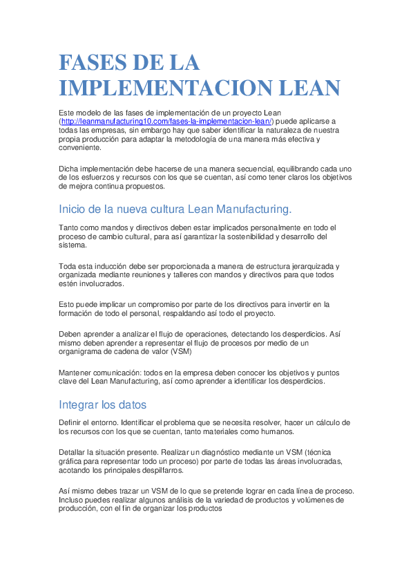(PDF) FASES DE LA IMPLEMENTACION LEAN