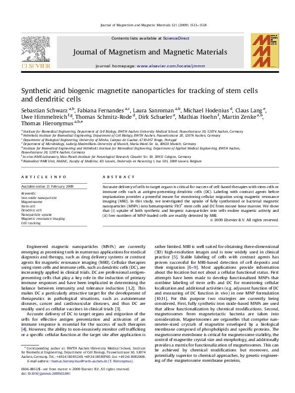 (PDF) Synthetic and biogenic magnetite nanoparticles for tracking of ...