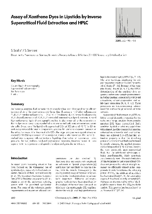 (PDF) Assay of xanthene dyes in lipsticks by inverse supercritical
