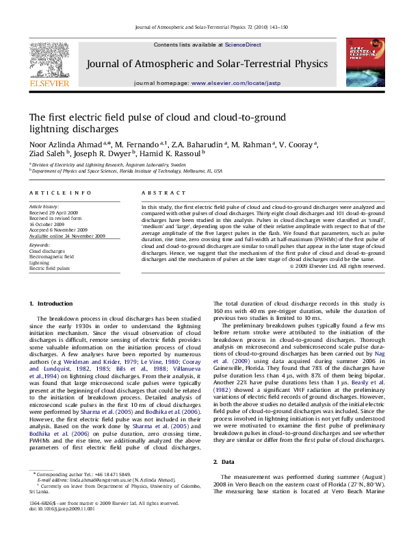 (PDF) The first electric field pulse of cloud and cloud-to-ground ...