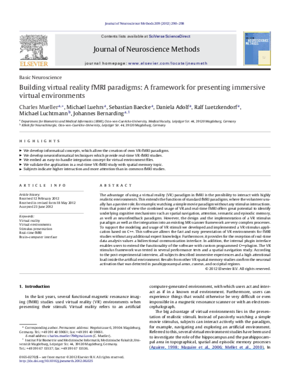 (PDF) Building virtual reality fMRI paradigms: A framework for ...