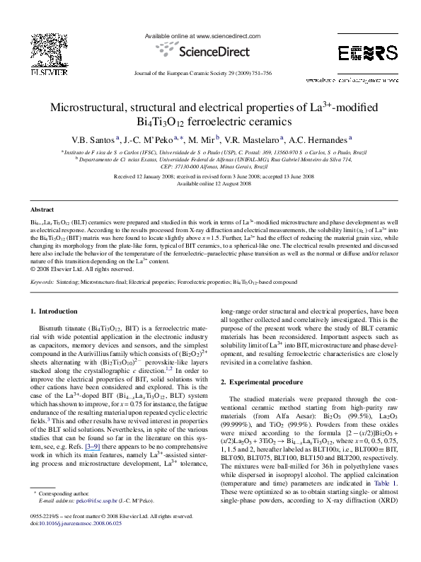(PDF) Microstructural, structural and electrical properties of La3 ...
