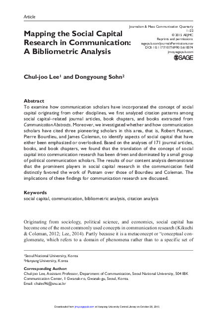 (PDF) Mapping the Social Capital Research in Communication: A ...