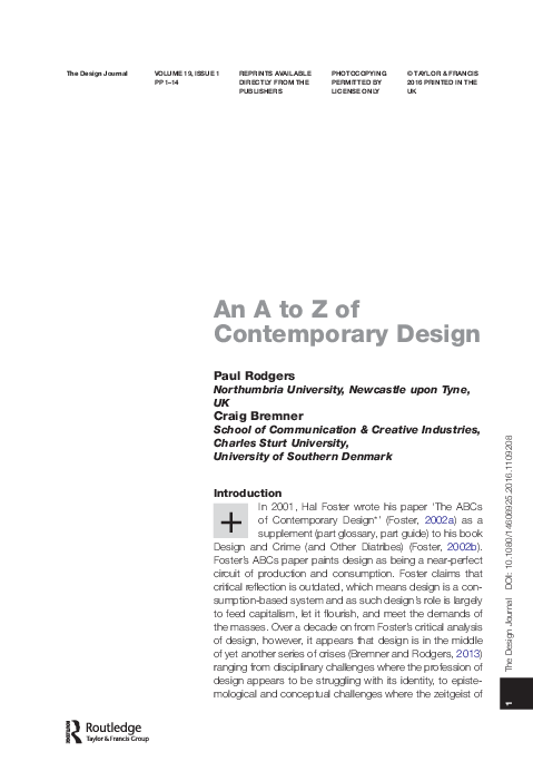 (PDF) An A to Z of Contemporary Design