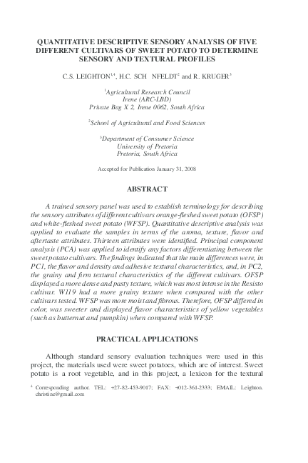 (PDF) Quantitative Descriptive Sensory Analysis of Five Different ...