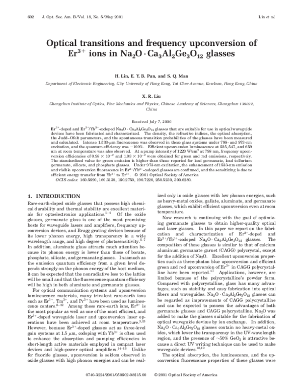(PDF) Optical transitions and frequency upconversions of Ho 3+ and Ho 3 ...