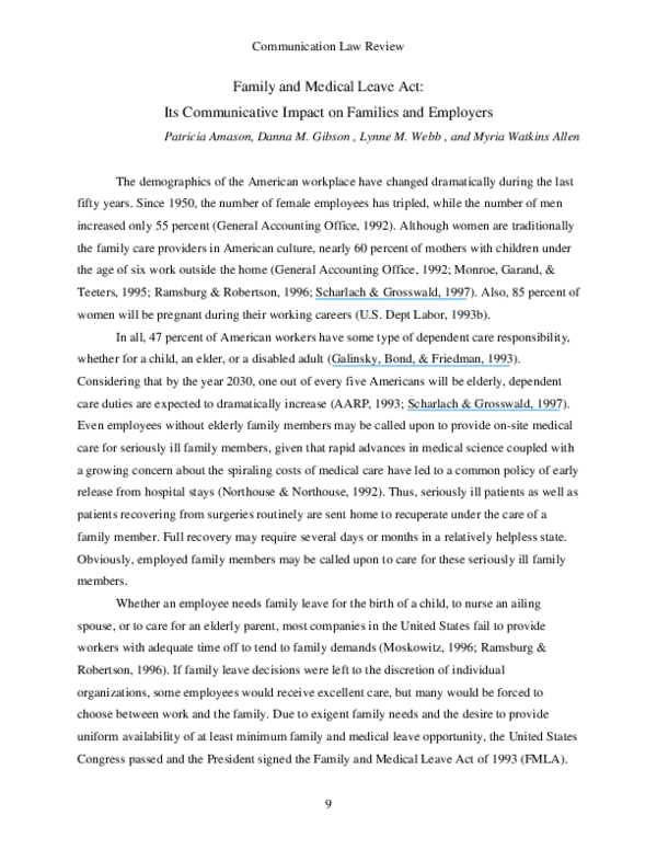 (PDF) Family and Medical Leave Act: Its Communicative Impact on ...