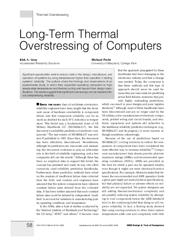 (PDF) Long-Term Thermal Overstressing of Computers
