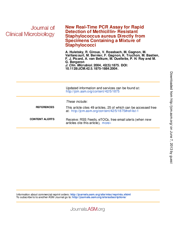 (PDF) New Real-Time PCR Assay for Rapid Detection of Methicillin ...
