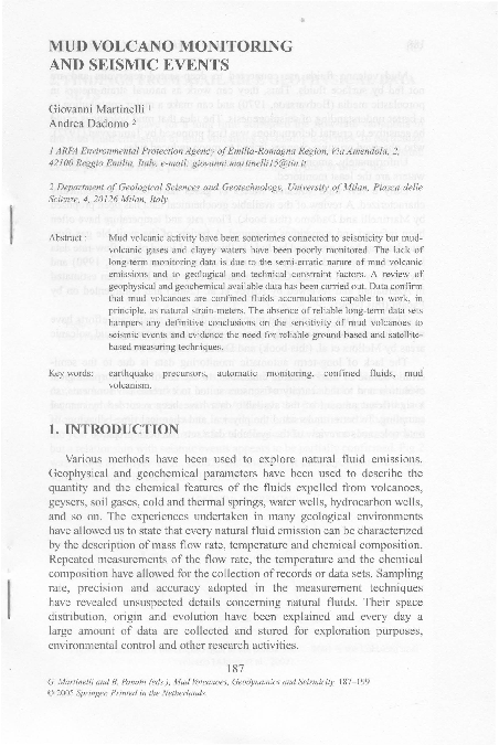 (PDF) Mud Volcano Monitoring and Seismic Events