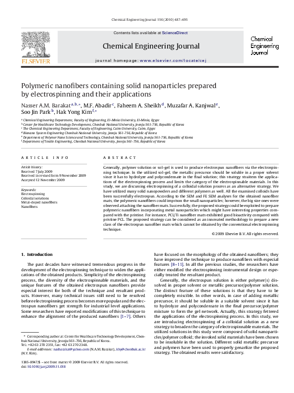 (PDF) Polymeric nanofibers containing solid nanoparticles prepared by ...