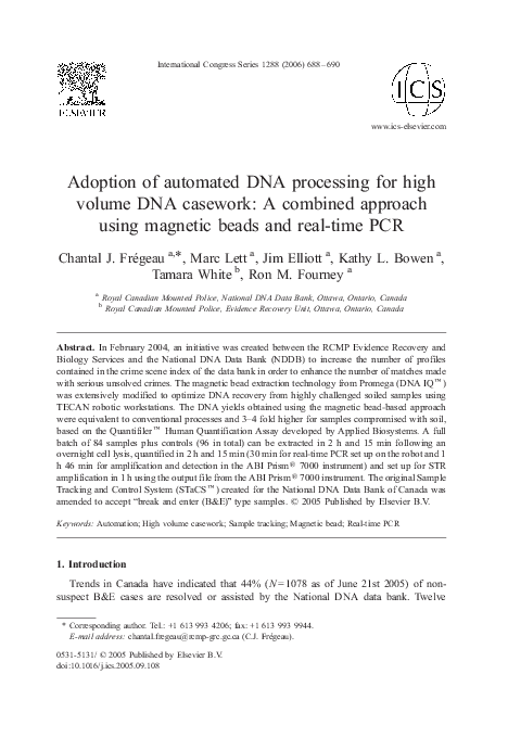 (PDF) Adoption of automated DNA processing for high volume DNA casework ...