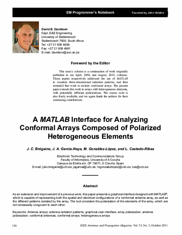 (PDF) A MATLAB Interface for Analyzing Conformal Arrays Composed of