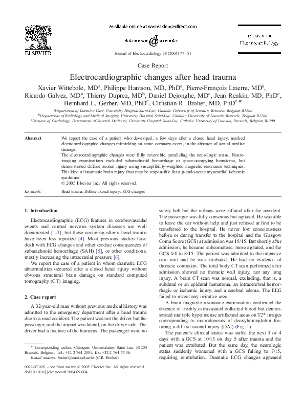 (PDF) Electrocardiographic changes after head trauma | Philippe Hantson ...