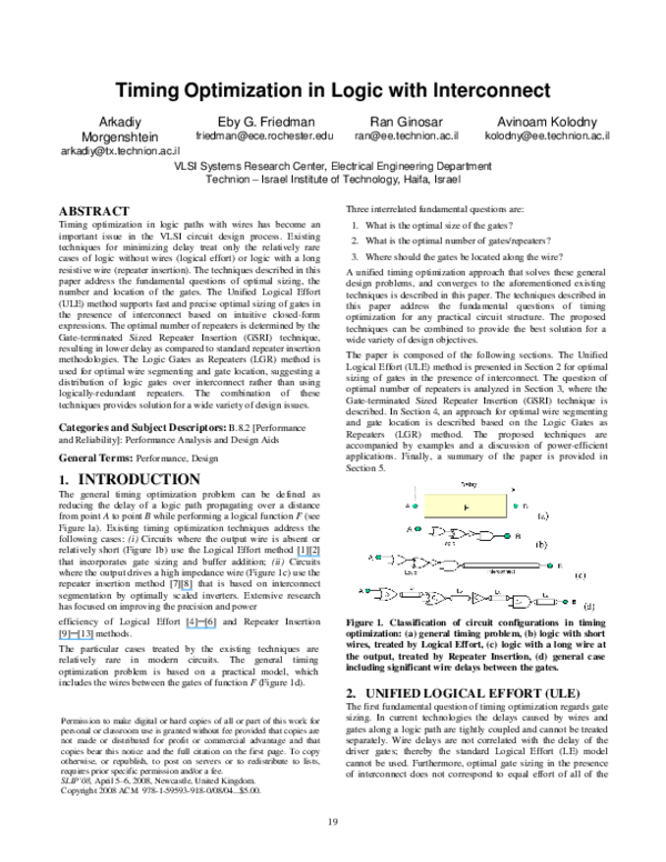 (PDF) Timing optimization in logic with interconnect