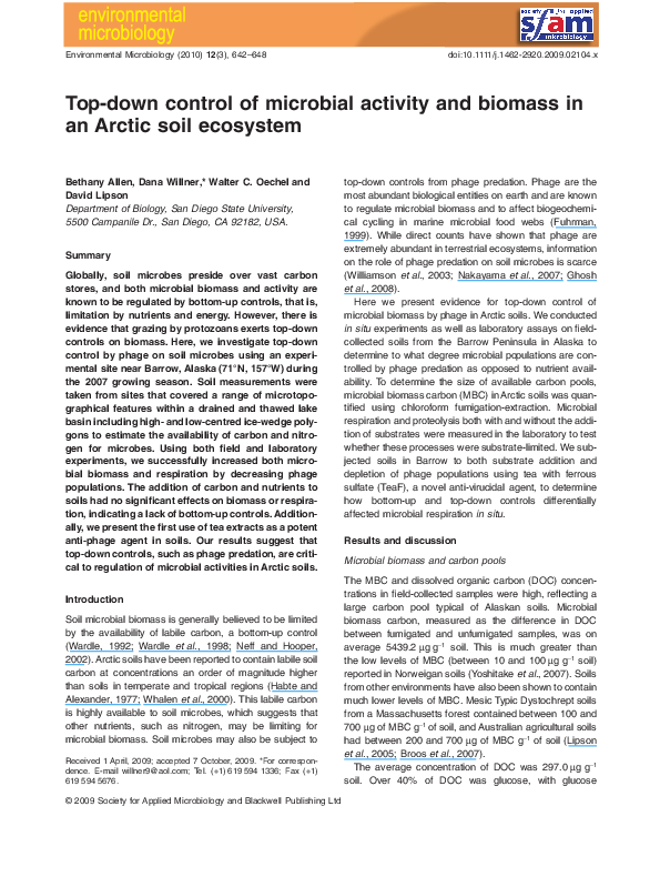 (PDF) Topdown control of microbial activity and biomass in an Arctic