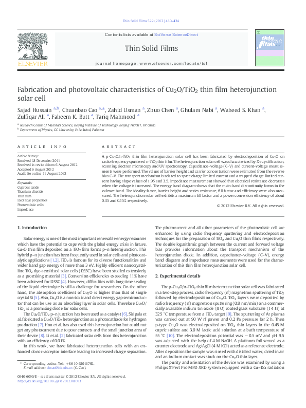 (PDF) Fabrication and electrical characterization of highly ordered ...