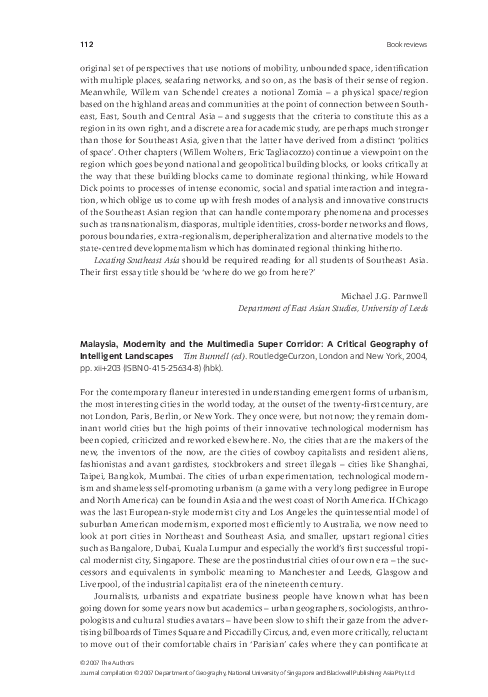 (PDF) Malaysia, Modernity and the Multimedia Super Corridor: A Critical ...