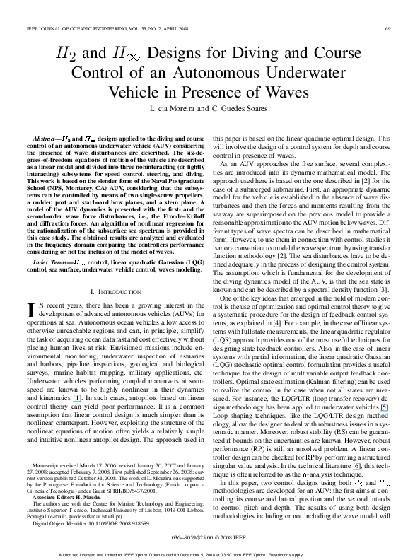 (PDF) and Designs for Diving and Course Control of an Autonomous ...
