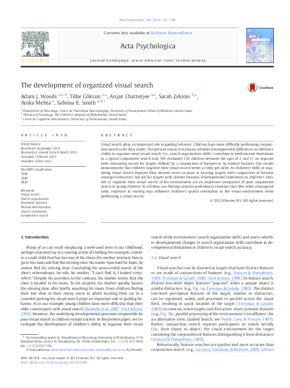 (PDF) The development of organized visual search