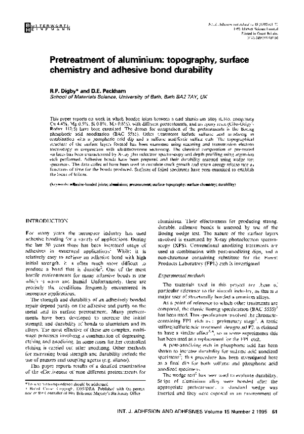 (PDF) Pretreatment of aluminium topography, surface chemistry and