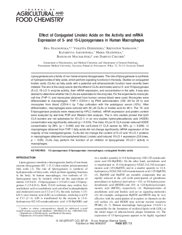 (PDF) Effect of Conjugated Linoleic Acids on the Activity and mRNA