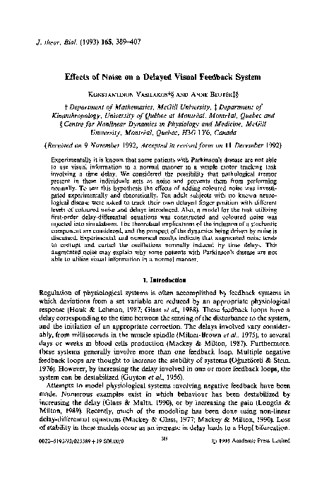 (PDF) Effects of noise on a delayed visual feedback system