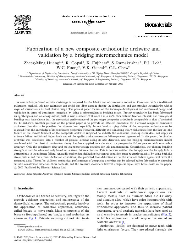 (PDF) Fabrication of a new composite orthodontic archwire and